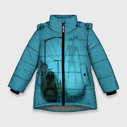 Куртка зимняя для девочки СИРЕНОГОЛОВЫЙ И ДЕВОЧКА, цвет: 3D-светло-серый