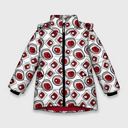 Куртка зимняя для девочки Красно черный узор на белом, цвет: 3D-красный