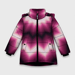 Куртка зимняя для девочки Черно-пурпурный калейдоскоп, цвет: 3D-черный