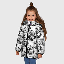 Куртка зимняя для девочки Черно-белый абстрактный узор, цвет: 3D-черный — фото 2