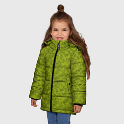 Куртка зимняя для девочки Зеленый мраморный узор, цвет: 3D-черный — фото 2