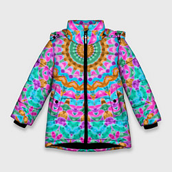 Куртка зимняя для девочки Разноцветный калейдоскоп, цвет: 3D-черный