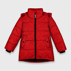 Куртка зимняя для девочки Ярко-красный мраморный узор, цвет: 3D-черный