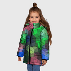 Куртка зимняя для девочки Разноцветный геометрический уз, цвет: 3D-красный — фото 2