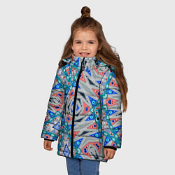 Куртка зимняя для девочки Серо-синий абстрактный узор, цвет: 3D-черный — фото 2