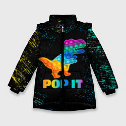 Куртка зимняя для девочки POP IT DINOSAUR ДИНОЗАВР, цвет: 3D-черный