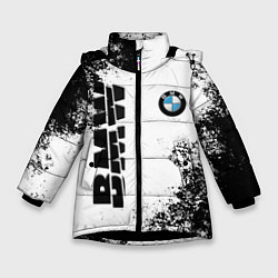 Куртка зимняя для девочки BMW БМВ РАЗРЕЗАННОЕ ЛОГО, цвет: 3D-черный