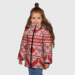 Куртка зимняя для девочки Вязаный рисунок, цвет: 3D-светло-серый — фото 2