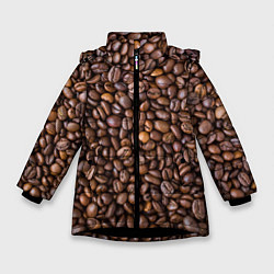 Куртка зимняя для девочки Кофемания, цвет: 3D-черный