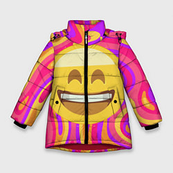 Куртка зимняя для девочки Абстракция позитив Красочный и яркий принт, цвет: 3D-красный