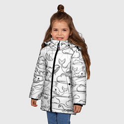 Куртка зимняя для девочки Небесные киты ЧБ, цвет: 3D-черный — фото 2