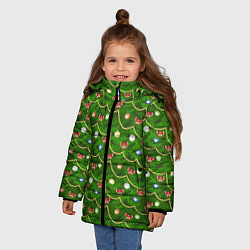 Куртка зимняя для девочки Новогодняя Ёлка с Игрушками, цвет: 3D-черный — фото 2