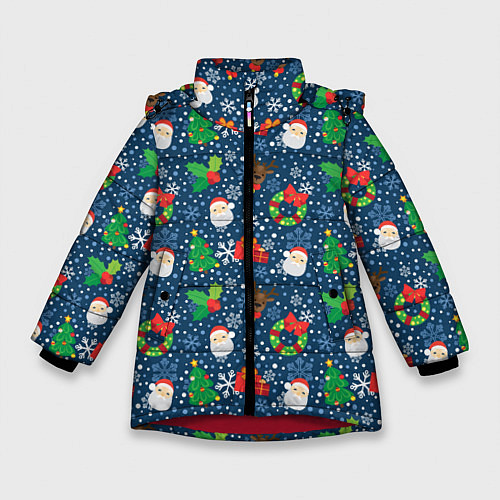 Зимняя куртка для девочки Праздник Новый Год / 3D-Красный – фото 1