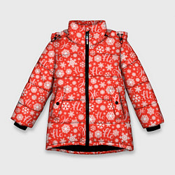 Куртка зимняя для девочки Смех Санты Ho Ho Ho, цвет: 3D-черный