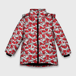 Куртка зимняя для девочки Шапки, цвет: 3D-черный