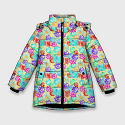 Куртка зимняя для девочки Новогодние Игрушки и Подарки, цвет: 3D-черный