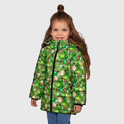 Куртка зимняя для девочки Новогодние Игрушки украшения, цвет: 3D-черный — фото 2