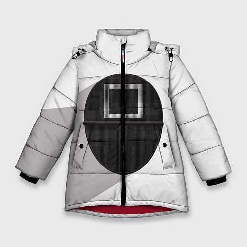 Зимняя куртка для девочки Игра в кальмара: Маска квадрат / 3D-Красный – фото 1
