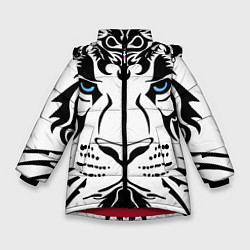Куртка зимняя для девочки Водяной голубоглазый тигр, цвет: 3D-красный