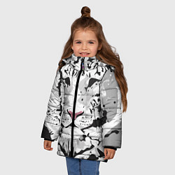 Куртка зимняя для девочки Белый снежный тигр, цвет: 3D-красный — фото 2