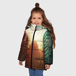 Куртка зимняя для девочки ГОДЗИЛЛА РАЗРУШАЕТ ГОРОД, цвет: 3D-черный — фото 2