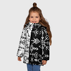 Куртка зимняя для девочки ДРЕВНИЕ СЛАВЯНСКИЕ РУНЫ, цвет: 3D-черный — фото 2