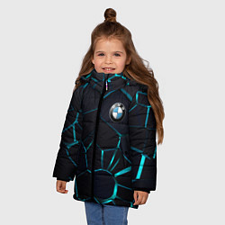Куртка зимняя для девочки BMW 3D плиты с подсветкой, цвет: 3D-черный — фото 2