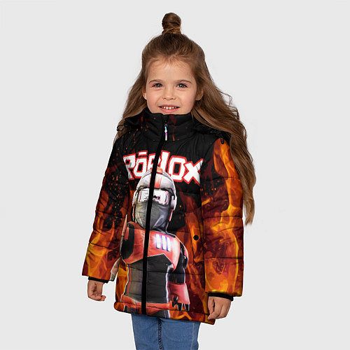 Зимняя куртка для девочки ROBLOX FIRE РОБЛОКС ОГОНЬ ПОЖАРНЫЙ / 3D-Светло-серый – фото 3