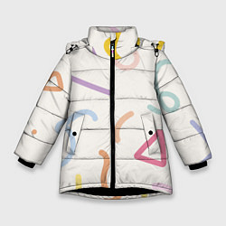 Куртка зимняя для девочки Разные линии, цвет: 3D-черный