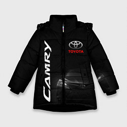 Куртка зимняя для девочки Черная Тойота Камри, цвет: 3D-черный