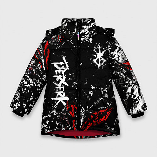 Зимняя куртка для девочки Берсерк Черная маска / 3D-Красный – фото 1