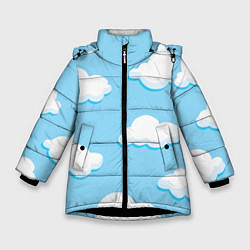 Куртка зимняя для девочки Белые облака, цвет: 3D-черный