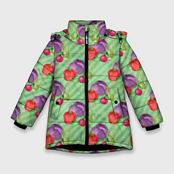 Куртка зимняя для девочки Vegan Огород, цвет: 3D-черный