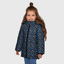 Куртка зимняя для девочки Новогодний фон, цвет: 3D-черный — фото 2