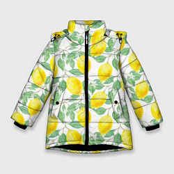 Куртка зимняя для девочки Лимоны 3d, цвет: 3D-черный