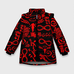 Куртка зимняя для девочки ТОКИЙСКИЕ МСТИТЕЛИ КРАСНЫЕ ТАТУ, цвет: 3D-светло-серый