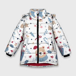 Куртка зимняя для девочки Забавный Новый Год, цвет: 3D-красный