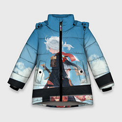 Куртка зимняя для девочки КАДЗУХА НА ФОНЕ НЕБА, цвет: 3D-светло-серый