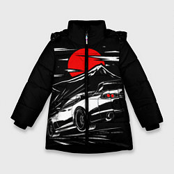 Куртка зимняя для девочки Toyota Supra: Red Moon, цвет: 3D-черный