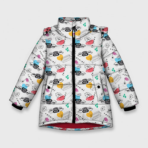 Зимняя куртка для девочки Friends pattern / 3D-Красный – фото 1