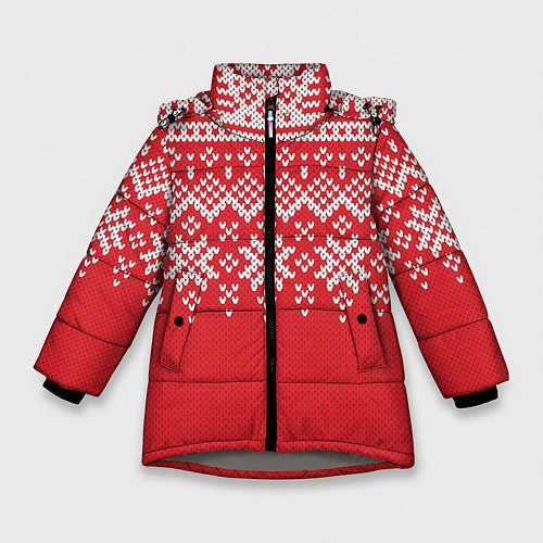 Зимняя куртка для девочки Knitted Pattern / 3D-Светло-серый – фото 1