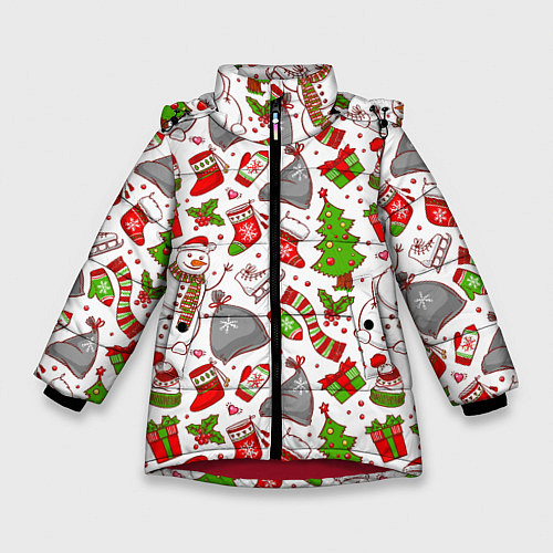 Зимняя куртка для девочки Новый Год! / 3D-Красный – фото 1