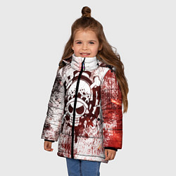 Куртка зимняя для девочки Трафальгар Ло Пираты сердца Весёлый Роджер, цвет: 3D-красный — фото 2