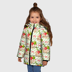 Куртка зимняя для девочки Яблочный пирог паттерн, цвет: 3D-светло-серый — фото 2