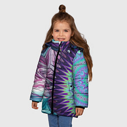 Куртка зимняя для девочки Психоделика Мандала Волны, цвет: 3D-светло-серый — фото 2