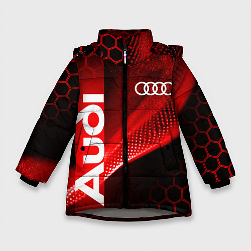 Зимняя куртка для девочки AUDI АУДИ SPORT СПОРТ RED AND BLACK / 3D-Светло-серый – фото 1