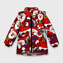 Куртка зимняя для девочки Толпа Дедов Морозов, цвет: 3D-светло-серый