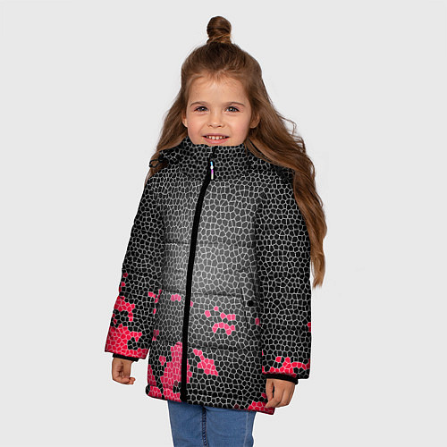 Зимняя куртка для девочки Угольная черепица / 3D-Светло-серый – фото 3