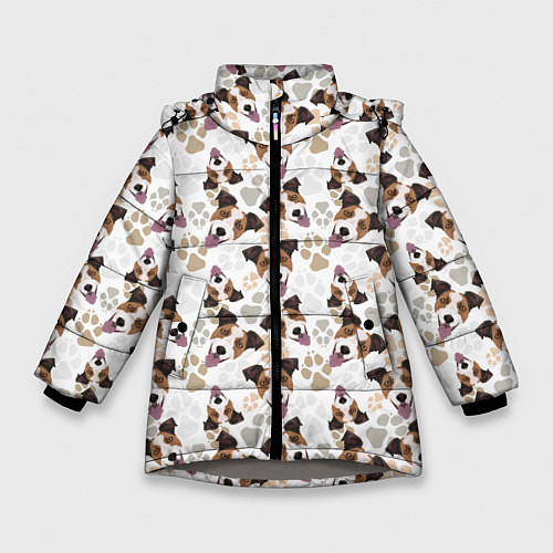 Зимняя куртка для девочки Джек Рассел Терьер / 3D-Светло-серый – фото 1