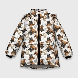 Куртка зимняя для девочки Немецкий Бульдог Боксёр, цвет: 3D-светло-серый